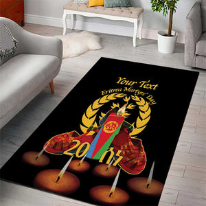 Custom Eritrea Martyrs' Day Area Rug 20 June Shida Shoes With Candles - Black