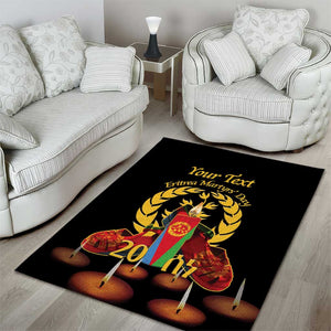 Custom Eritrea Martyrs' Day Area Rug 20 June Shida Shoes With Candles - Black