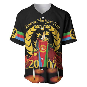 Custom Eritrea Martyrs' Day Baseball Jersey 20 June Shida Shoes With Candles - Black