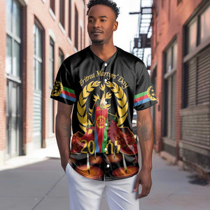 Custom Eritrea Martyrs' Day Baseball Jersey 20 June Shida Shoes With Candles - Black