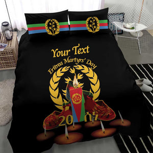 Custom Eritrea Martyrs' Day Bedding Set 20 June Shida Shoes With Candles - Black