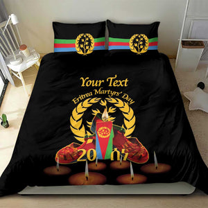 Custom Eritrea Martyrs' Day Bedding Set 20 June Shida Shoes With Candles - Black