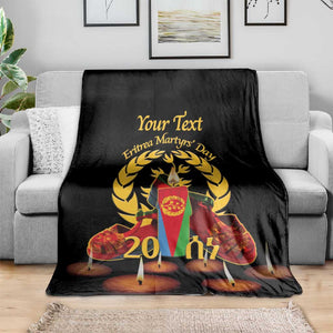 Custom Eritrea Martyrs' Day Blanket 20 June Shida Shoes With Candles - Black