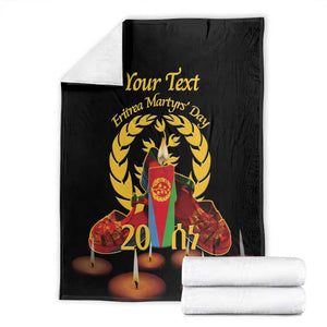 Custom Eritrea Martyrs' Day Blanket 20 June Shida Shoes With Candles - Black