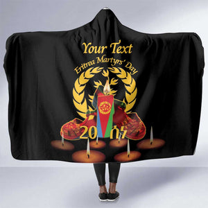 Custom Eritrea Martyrs' Day Hooded Blanket 20 June Shida Shoes With Candles - Black