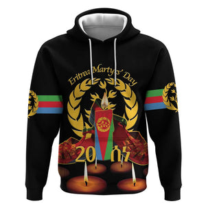 Custom Eritrea Martyrs' Day Hoodie 20 June Shida Shoes With Candles - Black