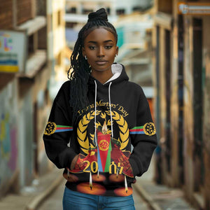 Custom Eritrea Martyrs' Day Hoodie 20 June Shida Shoes With Candles - Black