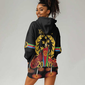 Custom Eritrea Martyrs' Day Hoodie Dress 20 June Shida Shoes With Candles - Black