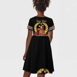 Custom Eritrea Martyrs' Day Kid Short Sleeve Dress 20 June Shida Shoes With Candles - Black