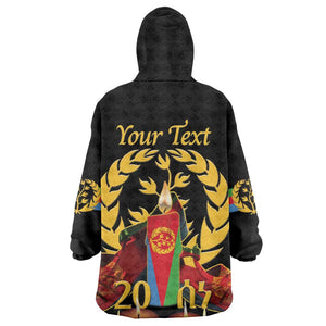 Custom Eritrea Martyrs' Day KId Wearable Blanket Hoodie 20 June Shida Shoes With Candles - Black