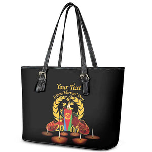 Custom Eritrea Martyrs' Day Leather Tote Bag 20 June Shida Shoes With Candles - Black