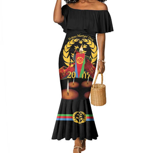 Custom Eritrea Martyrs' Day Mermaid Dress 20 June Shida Shoes With Candles - Black