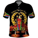 Custom Eritrea Martyrs' Day Polo Shirt 20 June Shida Shoes With Candles - Black