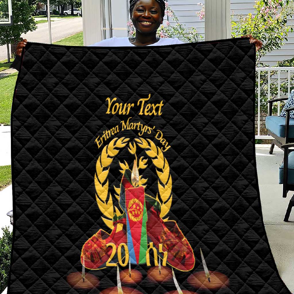 Custom Eritrea Martyrs' Day Quilt 20 June Shida Shoes With Candles - Black