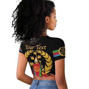 Custom Eritrea Martyrs' Day Raglan Cropped T shirt 20 June Shida Shoes With Candles - Black