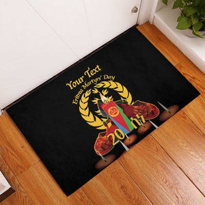 Custom Eritrea Martyrs' Day Rubber Doormat 20 June Shida Shoes With Candles - Black