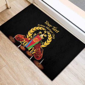 Custom Eritrea Martyrs' Day Rubber Doormat 20 June Shida Shoes With Candles - Black