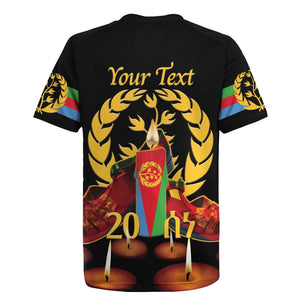 Custom Eritrea Martyrs' Day Rugby Jersey 20 June Shida Shoes With Candles - Black