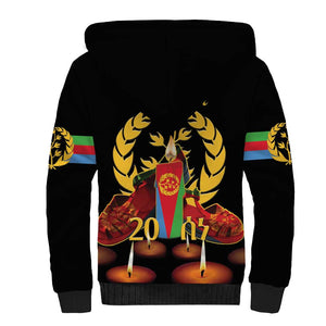 Custom Eritrea Martyrs' Day Sherpa Hoodie 20 June Shida Shoes With Candles - Black