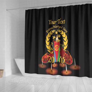 Custom Eritrea Martyrs' Day Shower Curtain 20 June Shida Shoes With Candles - Black