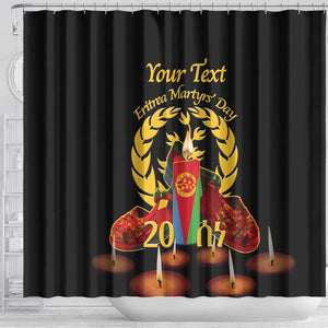 Custom Eritrea Martyrs' Day Shower Curtain 20 June Shida Shoes With Candles - Black