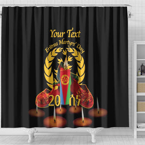 Custom Eritrea Martyrs' Day Shower Curtain 20 June Shida Shoes With Candles - Black