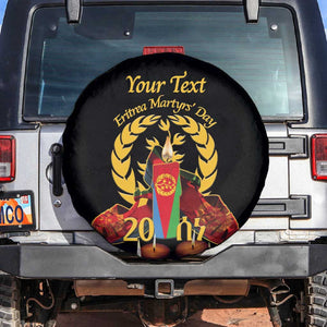 Custom Eritrea Martyrs' Day Spare Tire Cover 20 June Shida Shoes With Candles - Black