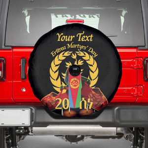 Custom Eritrea Martyrs' Day Spare Tire Cover 20 June Shida Shoes With Candles - Black