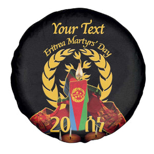 Custom Eritrea Martyrs' Day Spare Tire Cover 20 June Shida Shoes With Candles - Black