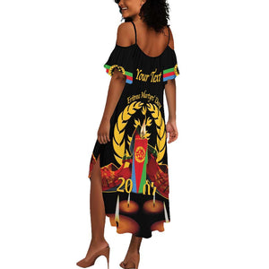 Custom Eritrea Martyrs' Day Summer Maxi Dress 20 June Shida Shoes With Candles - Black