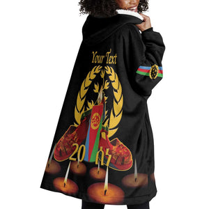 Custom Eritrea Martyrs' Day Wearable Blanket Hoodie 20 June Shida Shoes With Candles - Black