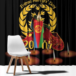 Custom Eritrea Martyrs' Day Window Curtain 20 June Shida Shoes With Candles - Black