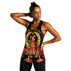 Custom Eritrea Martyrs' Day Women Racerback Tank 20 June Shida Shoes With Candles - Black