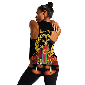 Custom Eritrea Martyrs' Day Women Racerback Tank 20 June Shida Shoes With Candles - Black