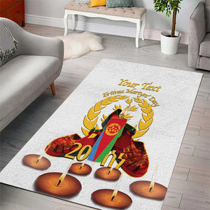 Custom Eritrea Martyrs' Day Area Rug 20 June Shida Shoes With Candles - White