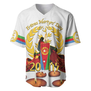 Custom Eritrea Martyrs' Day Baseball Jersey 20 June Shida Shoes With Candles - White