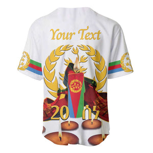 Custom Eritrea Martyrs' Day Baseball Jersey 20 June Shida Shoes With Candles - White