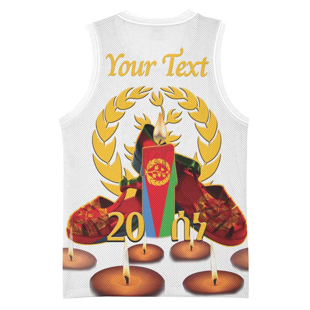 Custom Eritrea Martyrs' Day Basketball Jersey 20 June Shida Shoes With Candles - White LT14