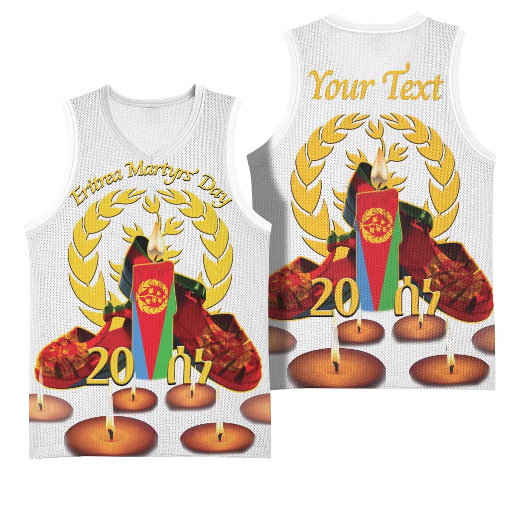 Custom Eritrea Martyrs' Day Basketball Jersey 20 June Shida Shoes With Candles - White LT14