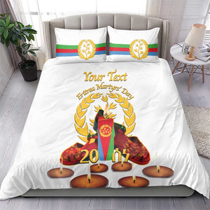 Custom Eritrea Martyrs' Day Bedding Set 20 June Shida Shoes With Candles - White