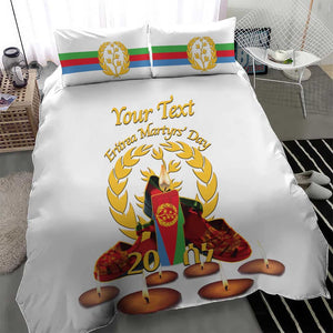 Custom Eritrea Martyrs' Day Bedding Set 20 June Shida Shoes With Candles - White