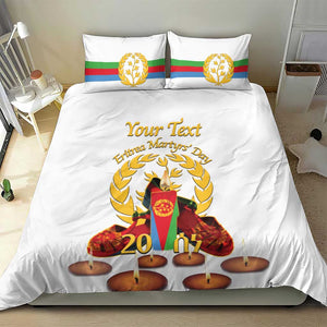 Custom Eritrea Martyrs' Day Bedding Set 20 June Shida Shoes With Candles - White