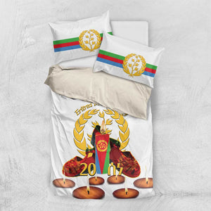 Custom Eritrea Martyrs' Day Bedding Set 20 June Shida Shoes With Candles - White