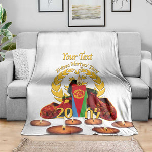 Custom Eritrea Martyrs' Day Blanket 20 June Shida Shoes With Candles - White