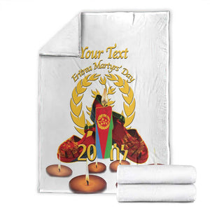 Custom Eritrea Martyrs' Day Blanket 20 June Shida Shoes With Candles - White