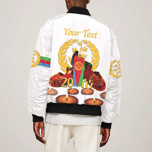 Custom Eritrea Martyrs' Day Bomber Jacket 20 June Shida Shoes With Candles - White