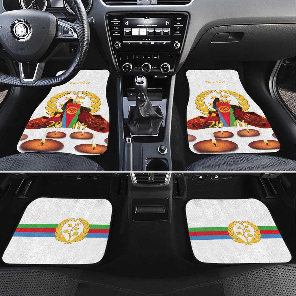 Custom Eritrea Martyrs' Day Car Mats 20 June Shida Shoes With Candles - White