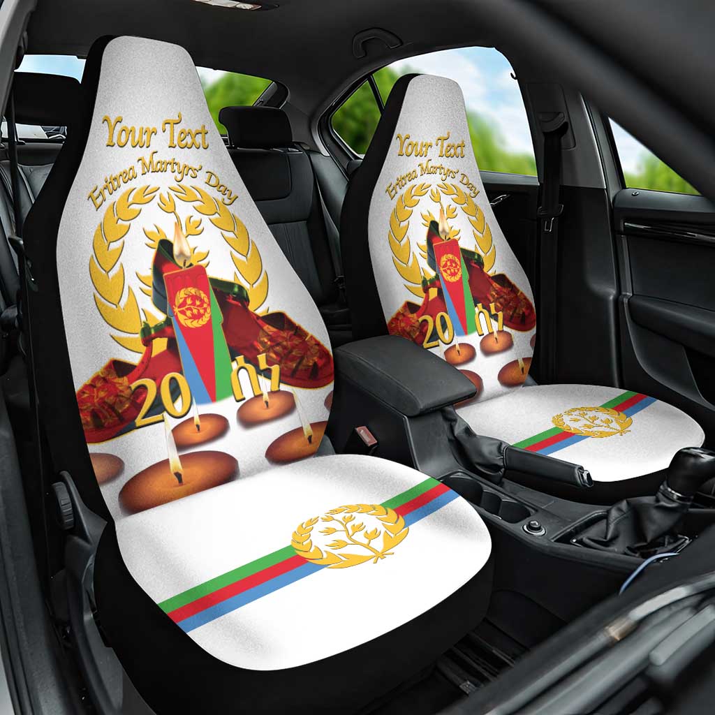 Custom Eritrea Martyrs' Day Car Seat Cover 20 June Shida Shoes With Candles - White