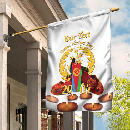 Custom Eritrea Martyrs' Day Garden Flag 20 June Shida Shoes With Candles - White