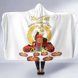 Custom Eritrea Martyrs' Day Hooded Blanket 20 June Shida Shoes With Candles - White